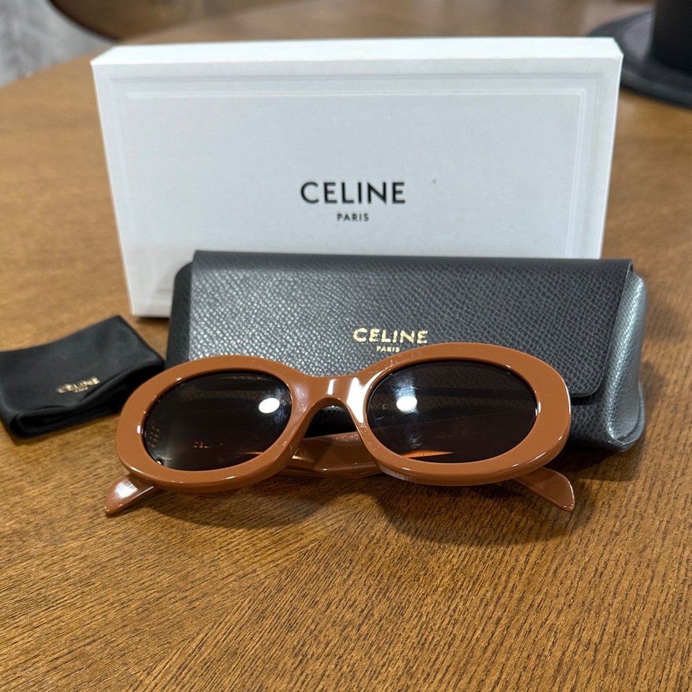 Celine Tan Oval Sunglasses